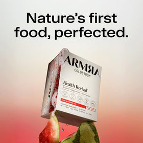ARMRA Poudre de Colostrum en sachets sur une table