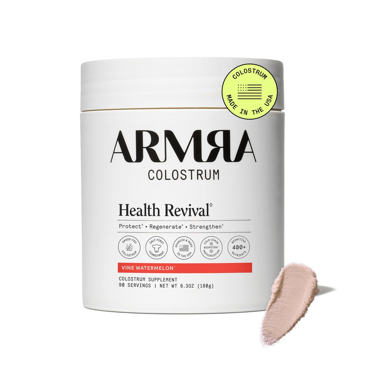 ARMRA Poudre de Colostrum Premium 90 Portions - Pastèque, vue de l'avant