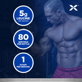 Arrière de l'emballage de poudre de leucine ALLMAX