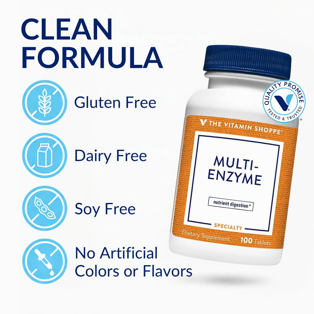 Arrière de la boîte de compléments alimentaires multi-enzymes The Vitamin Shoppe