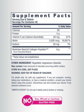 Arrière de la boîte de NeoCell avec informations nutritionnelles
