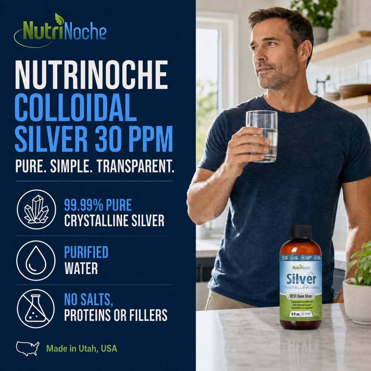 Arrière du flacon de 1 gallon de NutriNoche argent colloïdal