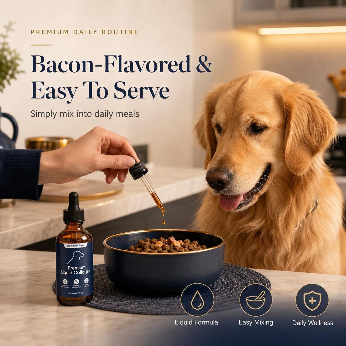 Arrière du flacon de collagène liquide HEALTHY PETZ 60ml