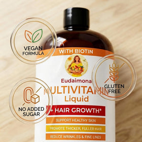 Arrière du flacon de Eudaimona multivitamine liquide.