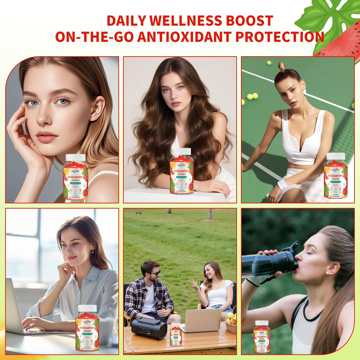 Arrière du flacon de gummies HEALOADING avec ingrédients