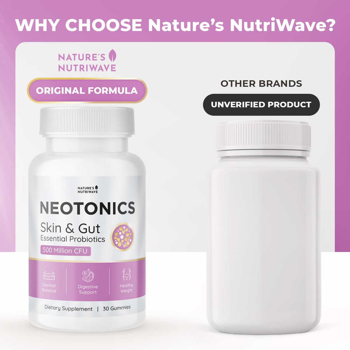 Arrière du pot Neotonics avec informations nutritionnelles