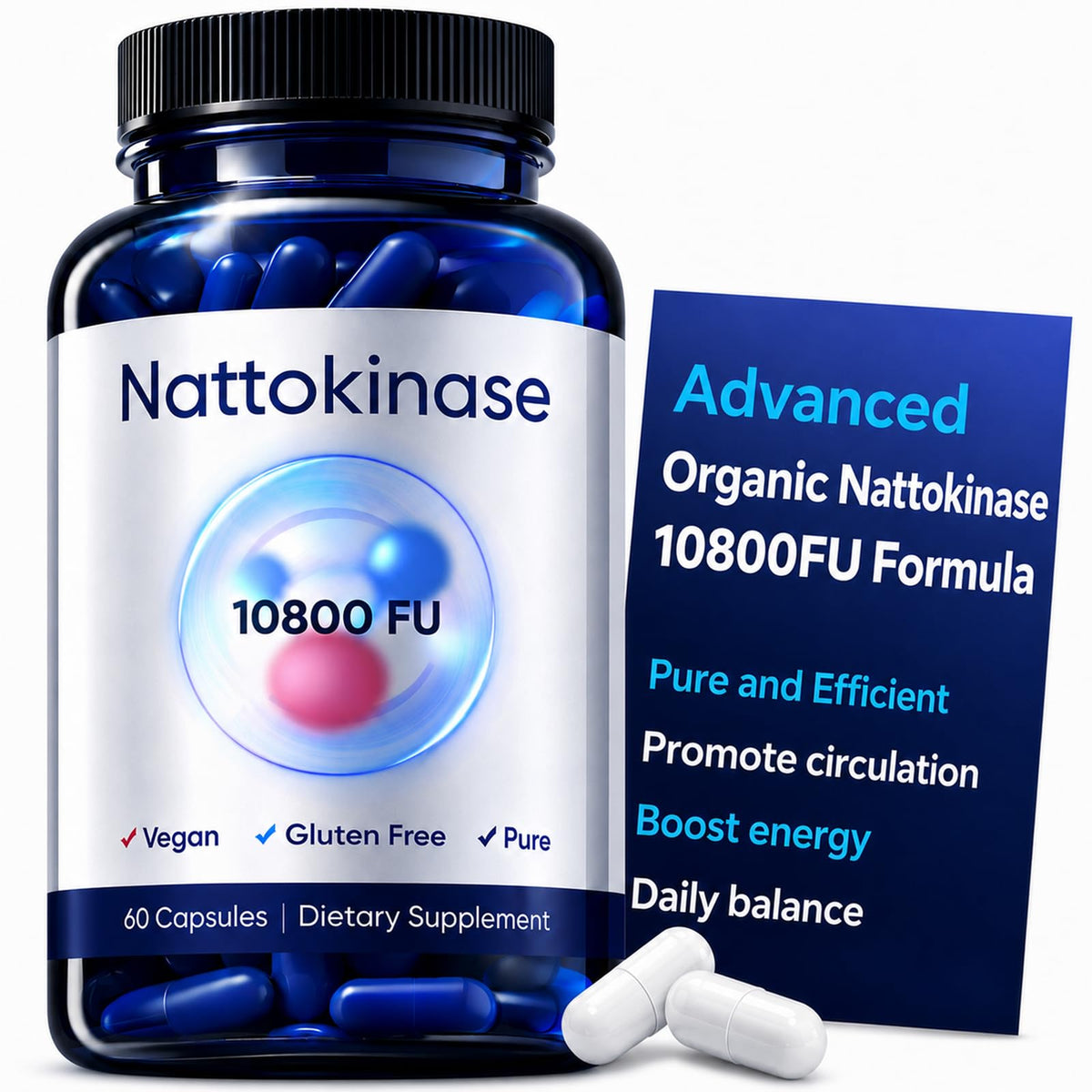 Art anime Capsules Nattokinase 10 800 FU vue de face