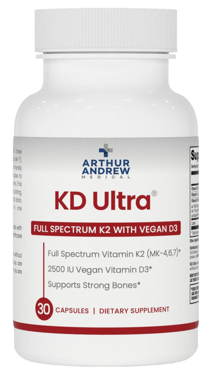 Arthur Andrew Medical KD Ultra K2 & D3 30 Capsules vue de face