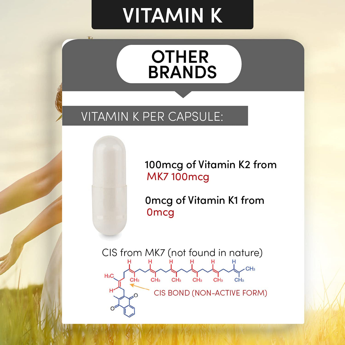 Arthur Andrew Medical KD Ultra K2 & D3 avec une main tenant une capsule