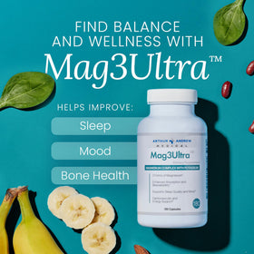 Arthur Andrew Medical Mag3Ultra capsules sur table en bois