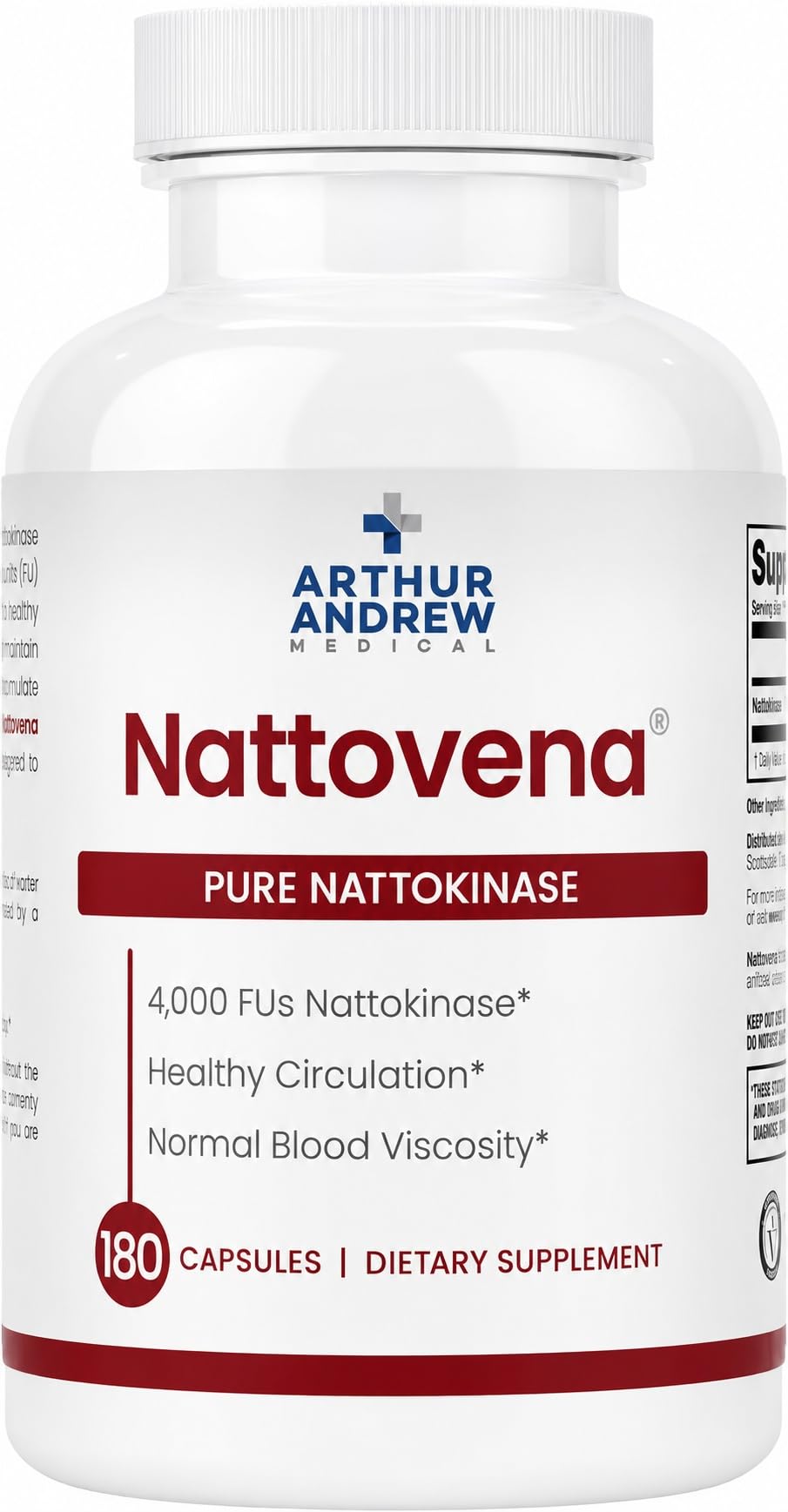 Arthur Andrew Medical Nattovena 180 capsules vue de face
