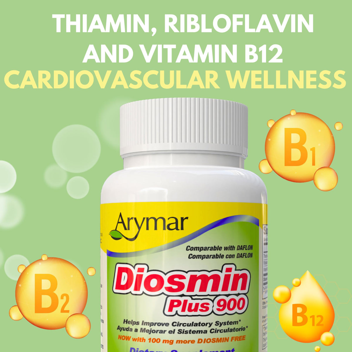 Arymar Diosmin Plus 900 capsules présentées sur une surface blanche