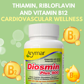 Arymar Diosmin Plus 900 capsules présentées sur une surface blanche