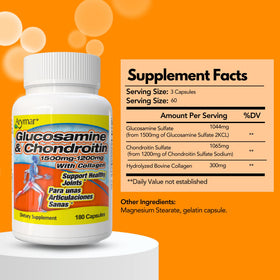 Arymar Glucosamine 1500 mg et Chondroitin 1200 mg étiquette détaillée