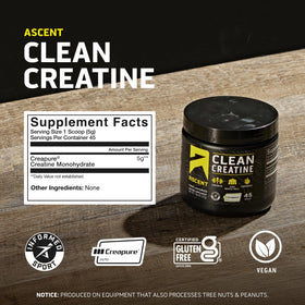 Ascent Clean Creatine Monohydrate 281g product side view