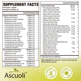 Ascuoli Complément Alimentaire Probiotiques 300 Milliards CFU 60 Capsules emballage