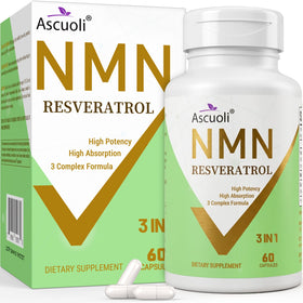 Ascuoli NMN Resveratrol 1150mg 60 capsules vue de face