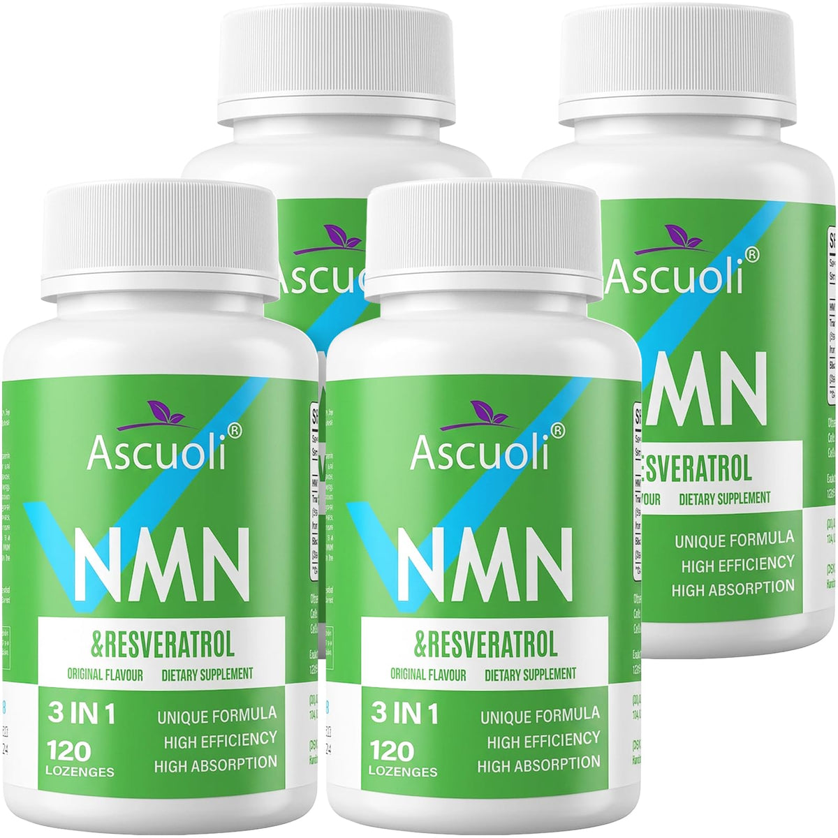 Ascuoli NMN Resvératrol 950mg comprimés de 24,6 x 11,6 x 6,6 cm