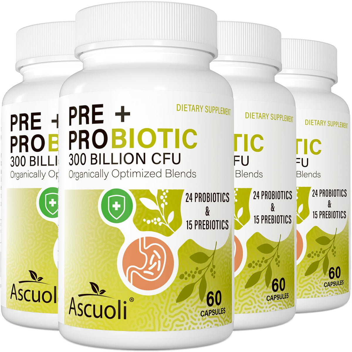 Ascuoli Probiotiques 300 Milliards CFU 240 Capsules vue de face