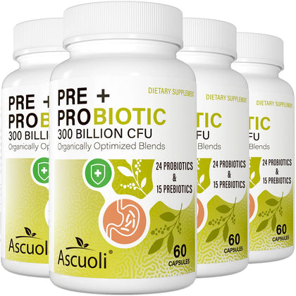 Ascuoli Probiotiques 300 Milliards CFU 240 Capsules vue de face