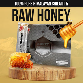 Ashraf Naturals Shilajit au Miel, sachets avec une cuillère de miel