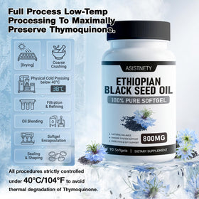ASISTNETY huile de graines noires éthiopienne capsules sur une table
