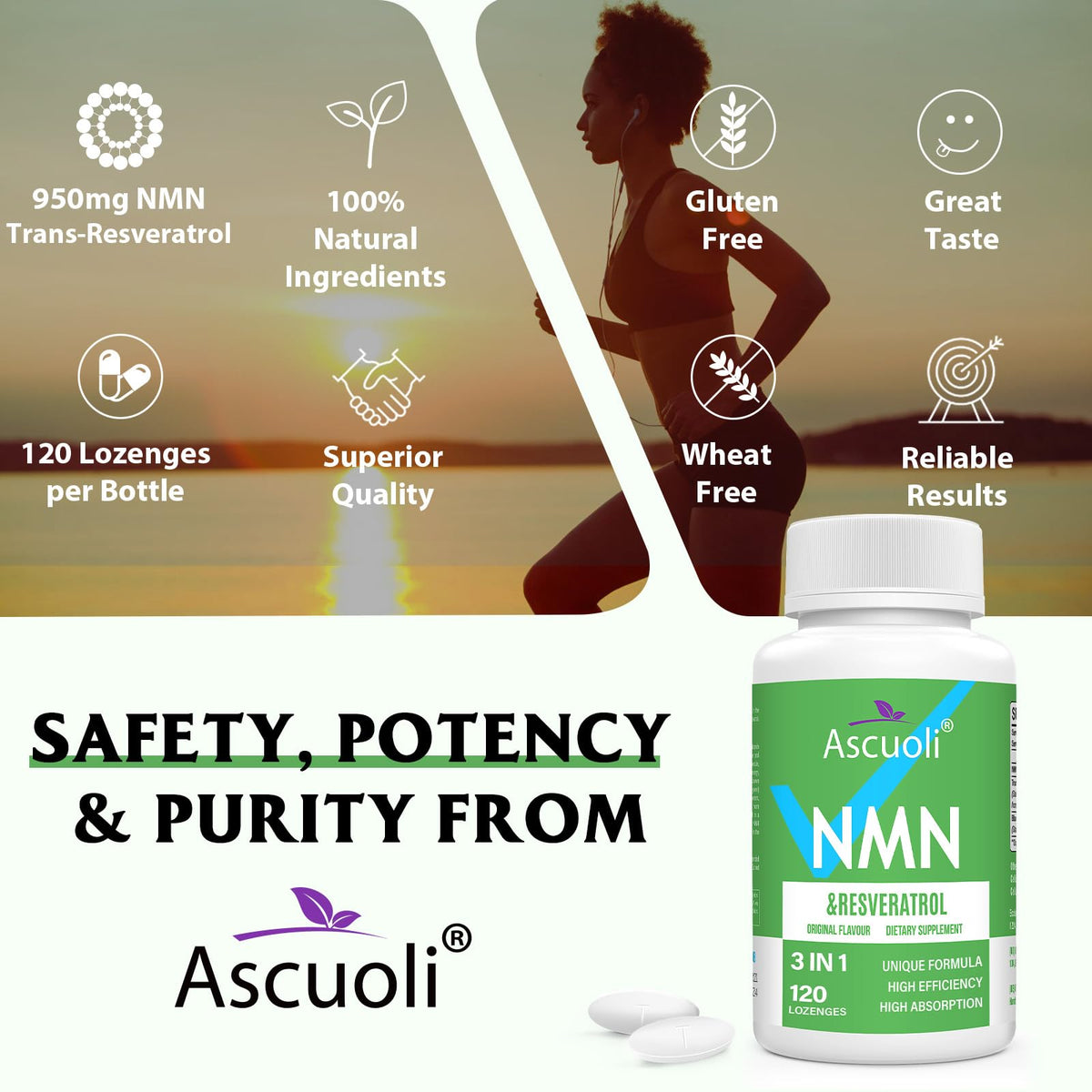 Aspect des comprimés Ascuoli NMN Resvératrol