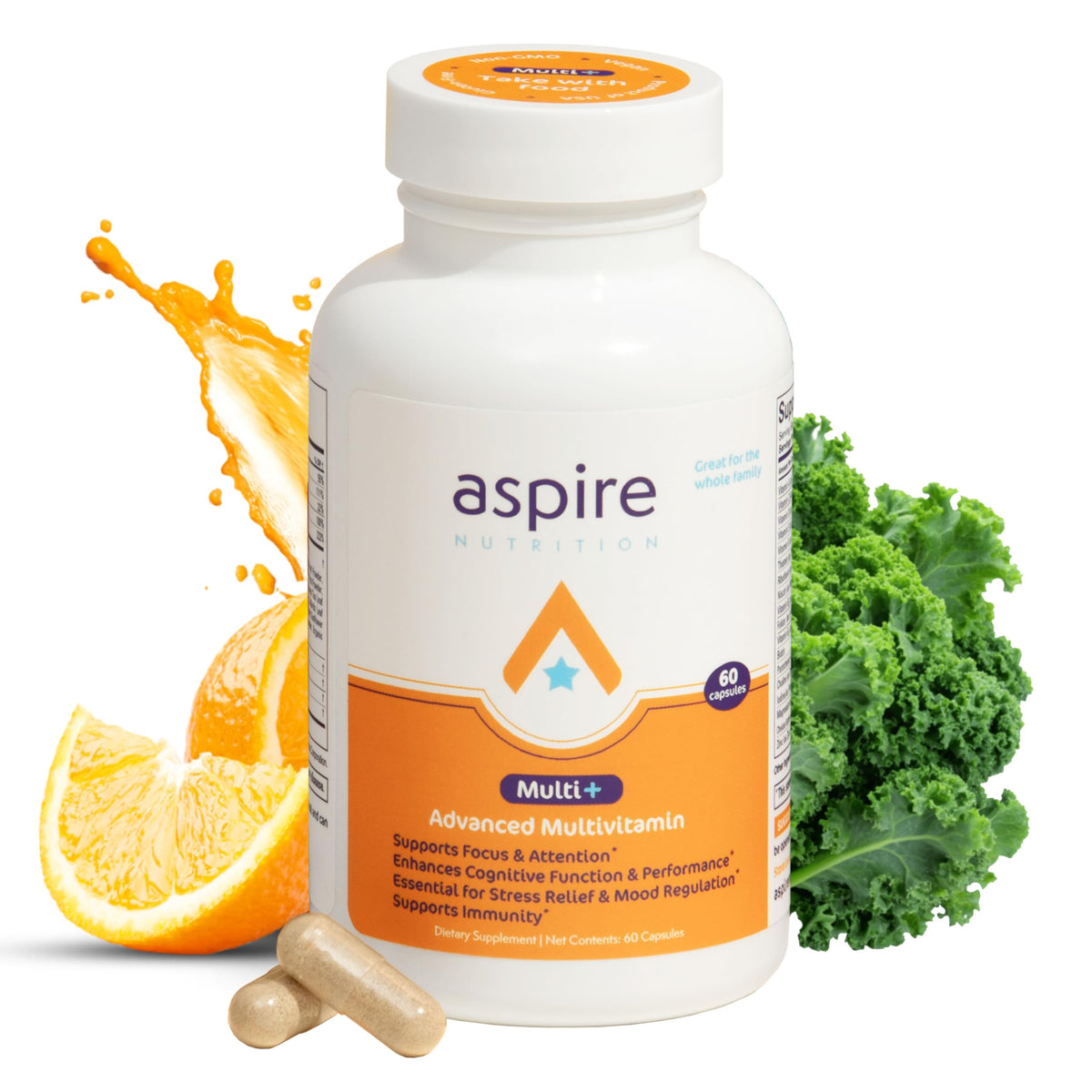 Aspire Nutrition Multi+™ Multivitamine Avancée capsule en vue de face