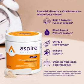 Aspire Nutrition Multi+ Multivitamine Avancée Poudre 68g contenu