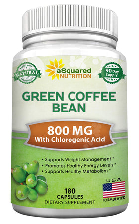 aSquared Nutrition Café Vert 180 capsules vue de face