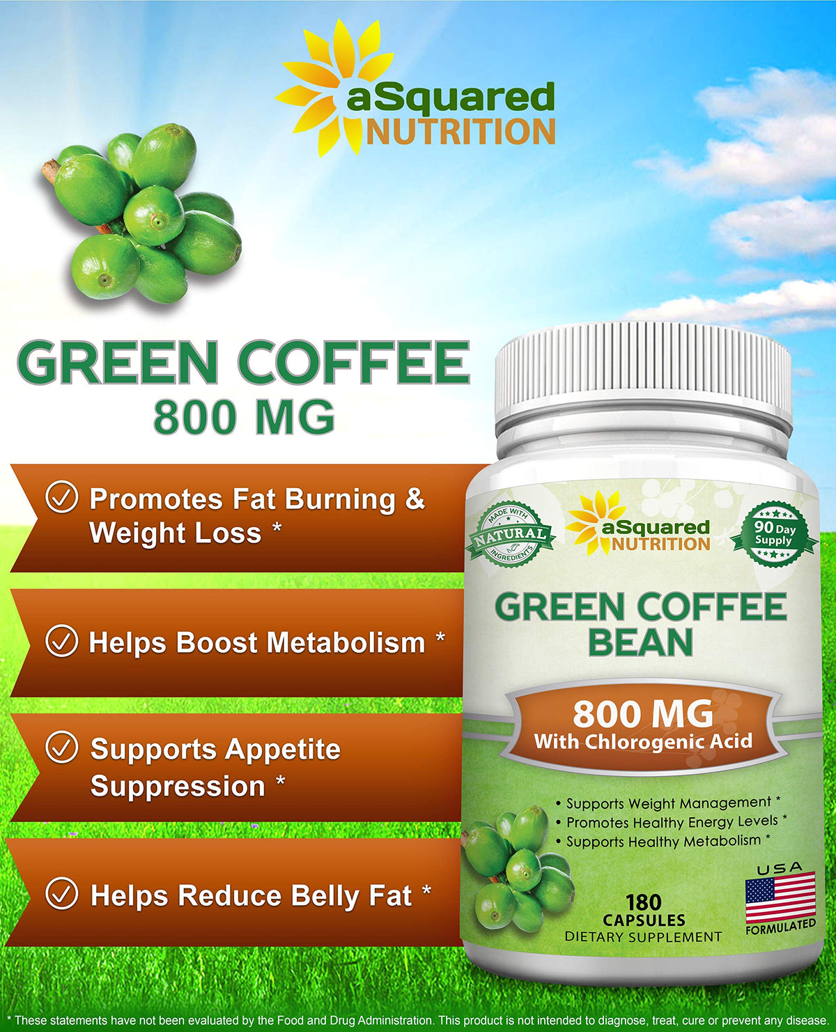 aSquared Nutrition Café Vert capsules avec étiquette