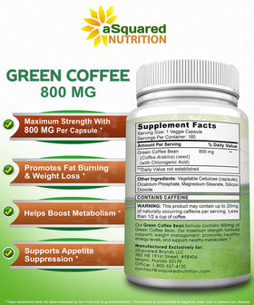 aSquared Nutrition Café Vert capsules sur une table
