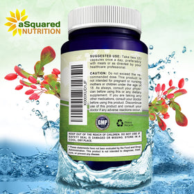 aSquared Nutrition Complément Alimentaire Berbérine 1000mg capsules à côté d'une bouteille d'eau
