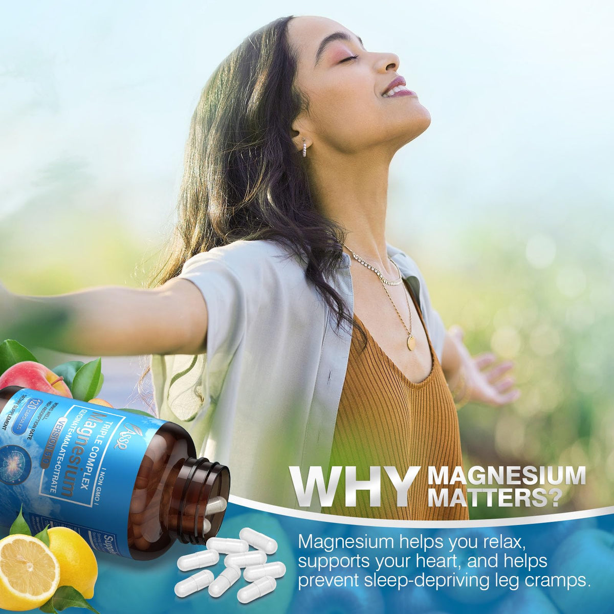 ASSR Complexe de Magnésium Triple 300mg - capsules sur une cuillère
