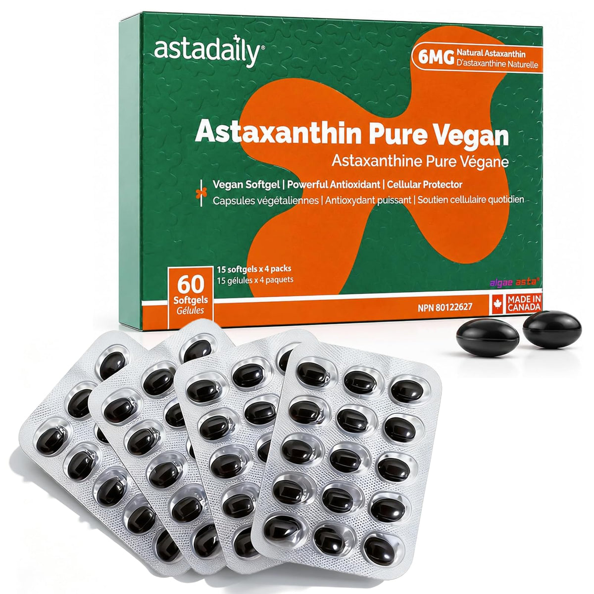 AstaDaily AstaXanthine 6mg gélules en blister individuel
