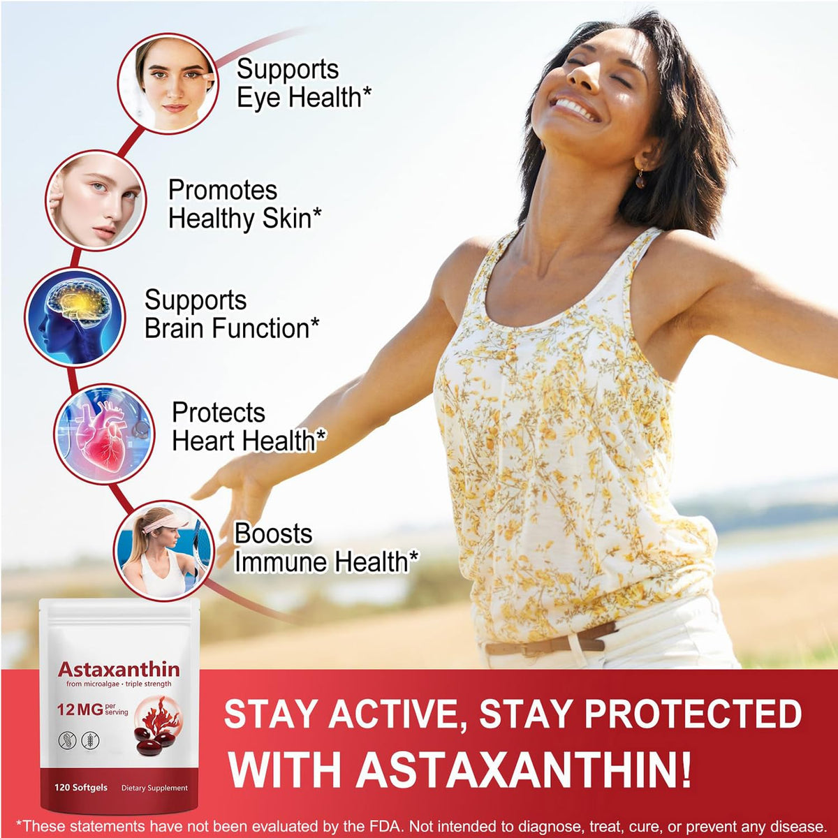 Astaxanthin gélules dans une main, présentation de la taille