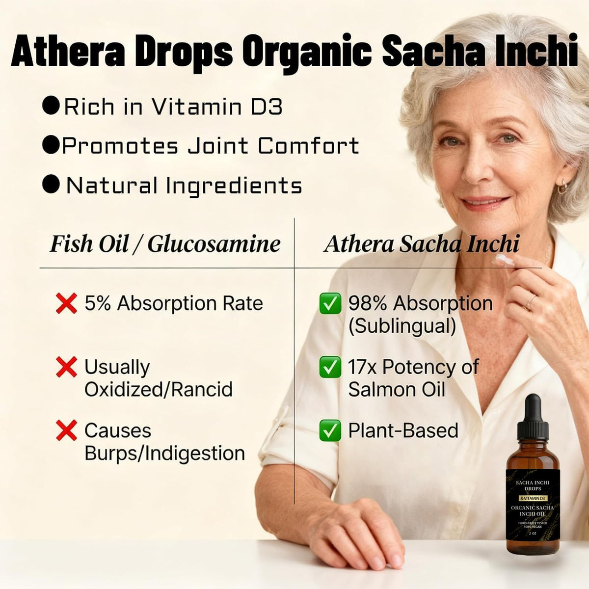 Athera Drops Huile Sacha Inchi 132g en utilisation dans un smoothie