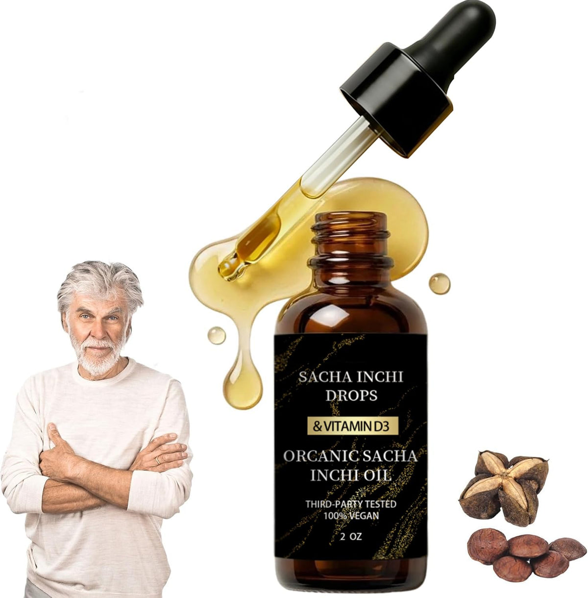 Athera Drops Huile Sacha Inchi 132g vue de face avec étiquette