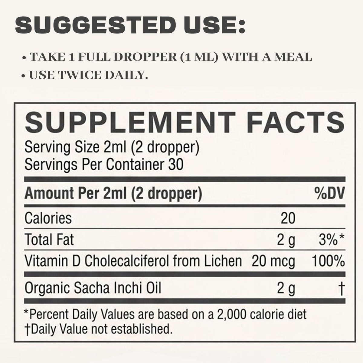 Athera Drops Huile Sacha Inchi 259g étiquette et contenu