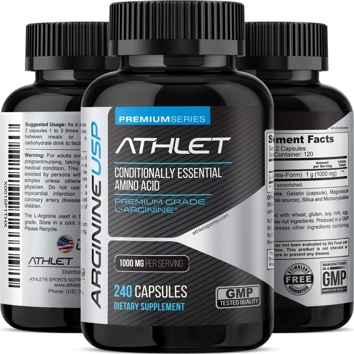Athlet L-Arginine 1000 mg sur un fond neutre