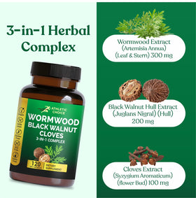 Athletic Choice Complex Vermouth Noire 120 Capsules Végétales sur un fond neutre