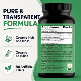 Atlantic Naturals Capsules de Mousse de Mer et Spiruline - capsules dans une main