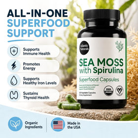 Atlantic Naturals Capsules de Mousse de Mer et Spiruline - vue de l'arrière de l'emballage