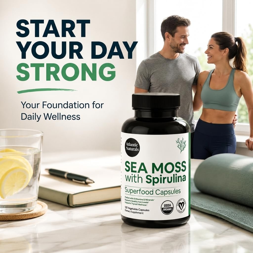 Atlantic Naturals Capsules de Mousse de Mer et Spiruline - vue latérale du flacon