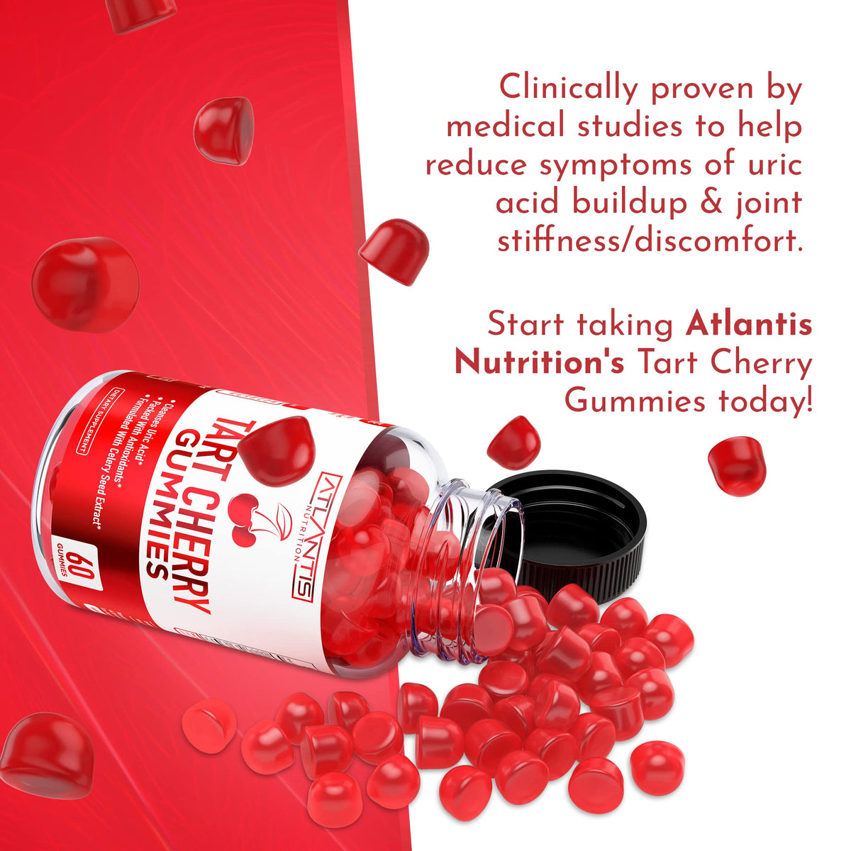 Atlantis Nutrition Gummies Cerise Acide Tartrique - ingrédients sur l'emballage