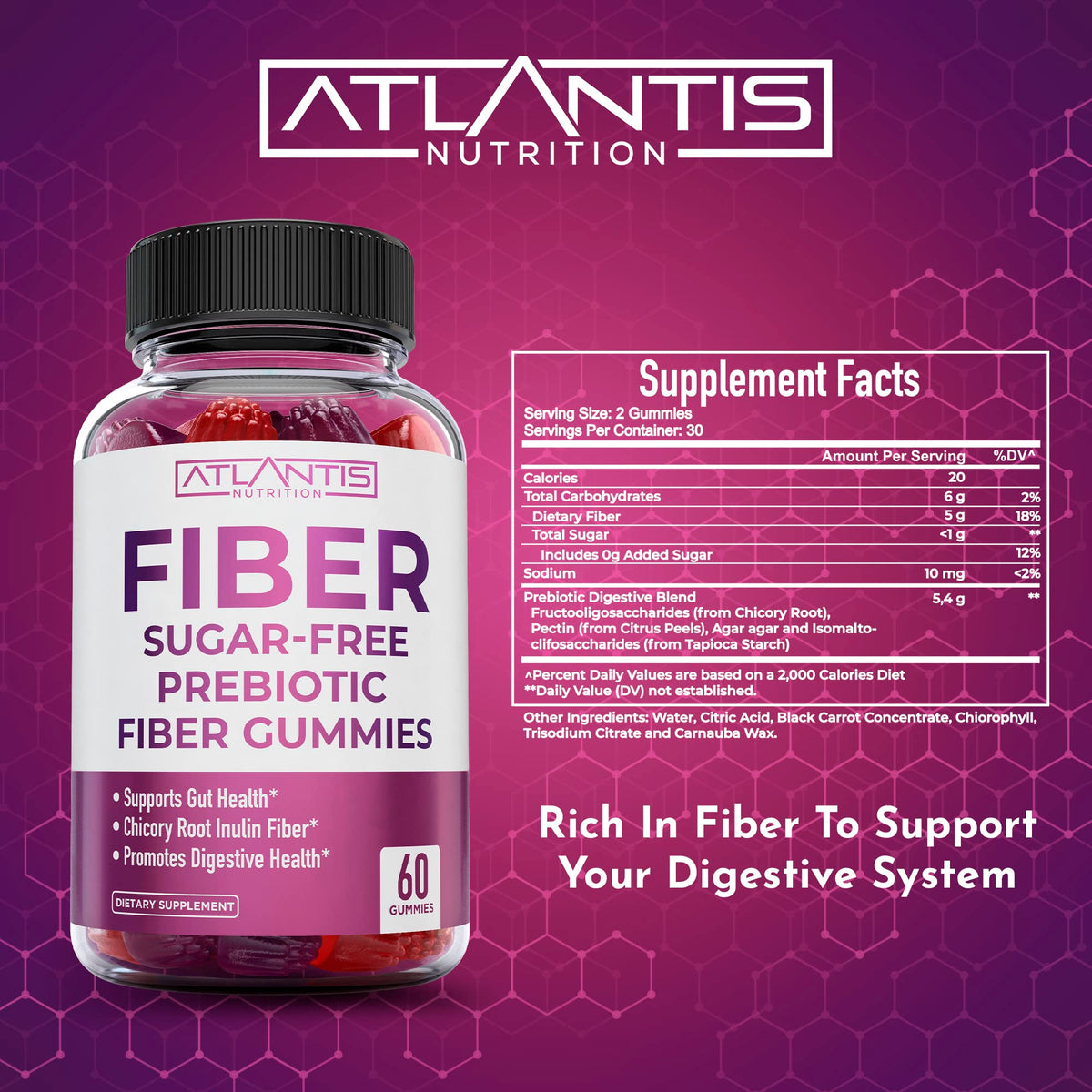 Atlantis Nutrition Gummies Fibres Sans Sucre - gummies dans une main