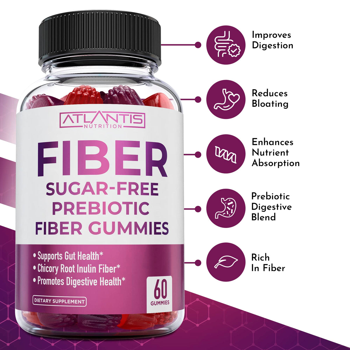 Atlantis Nutrition Gummies Fibres Sans Sucre - gummies individuelles