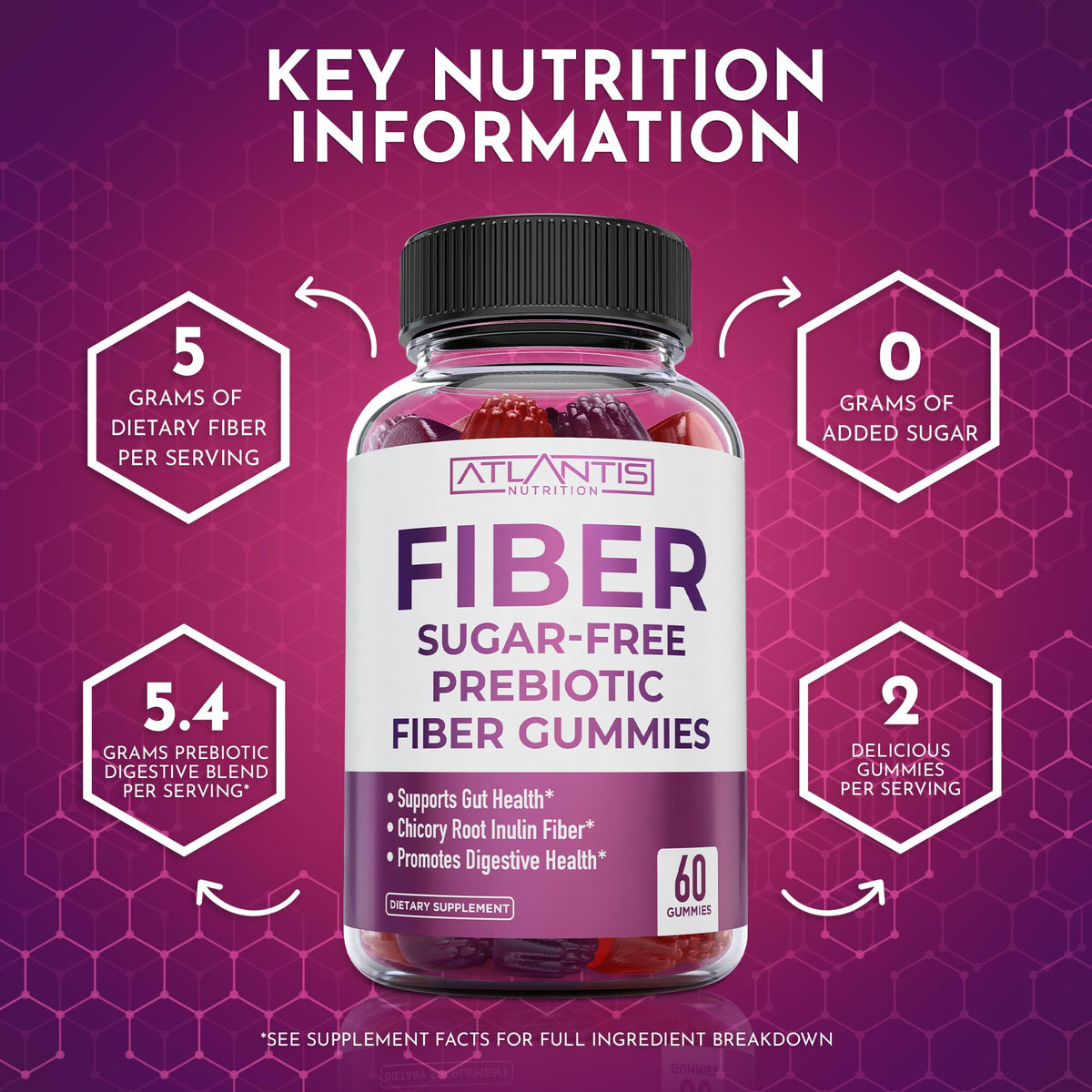 Atlantis Nutrition Gummies Fibres Sans Sucre - présentation sur une table