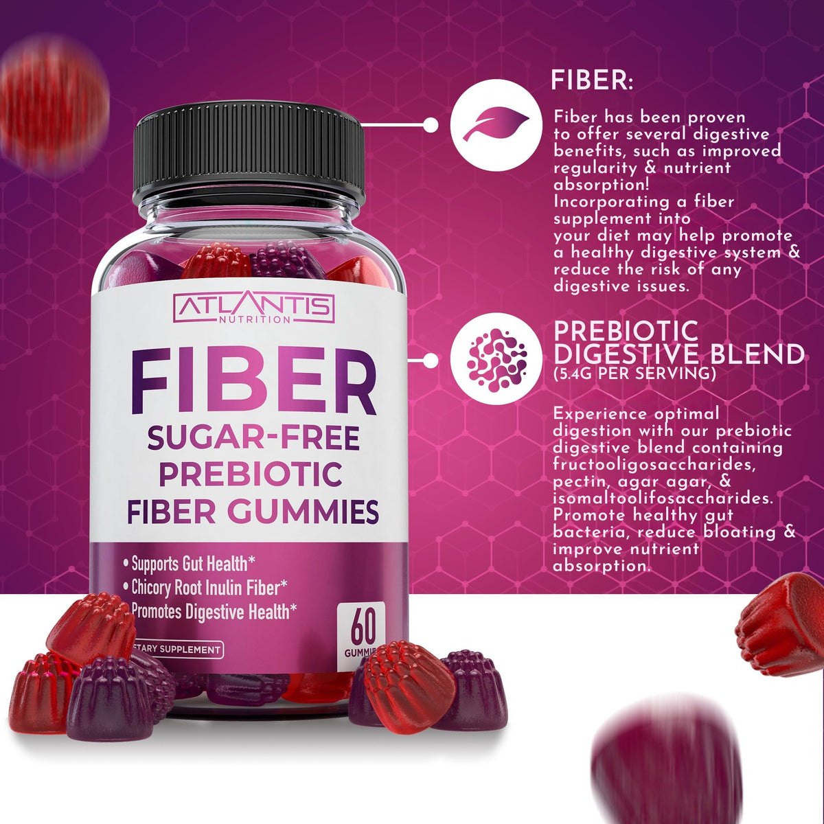 Atlantis Nutrition Gummies Fibres Sans Sucre - vue de côté