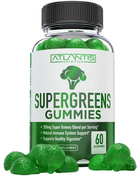 Atlantis Nutrition Supergreens Gummies 60 gummies au goût framboise